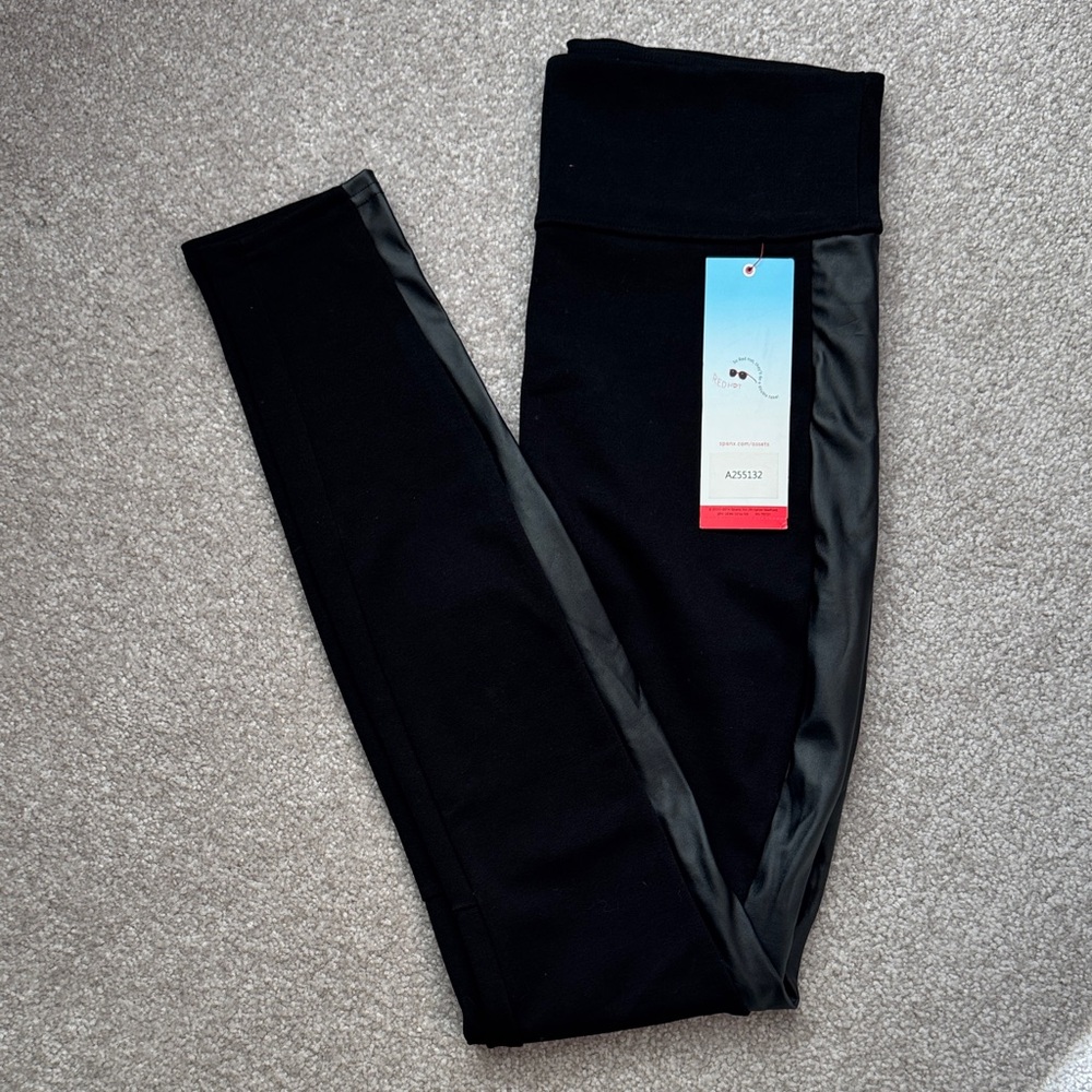 Spanx Black Leggings with leg stripe